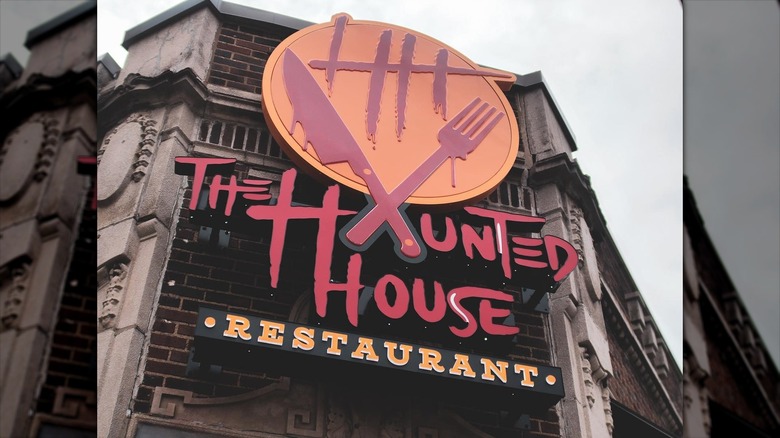 The Haunted House Restaurant exterior sign