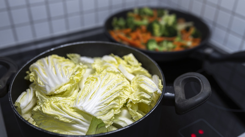 Napa cabbage on the stove