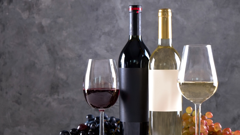 Bottles and glasses of wine