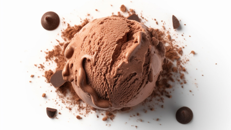 Scoop of chocolate ice cream