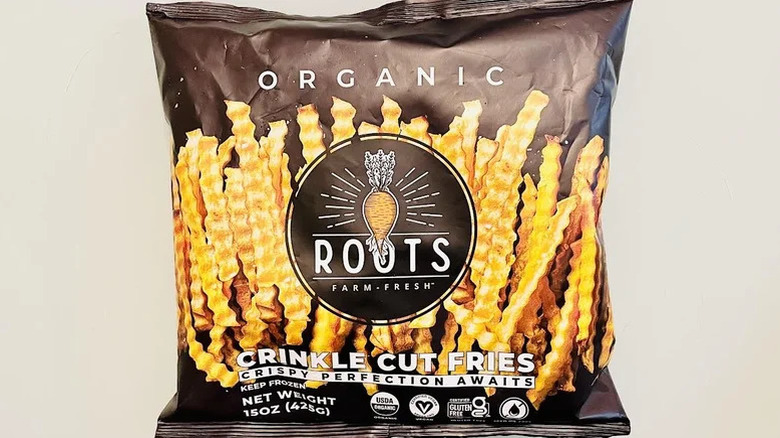 Roots Organic Farm crinkle cut fries bag