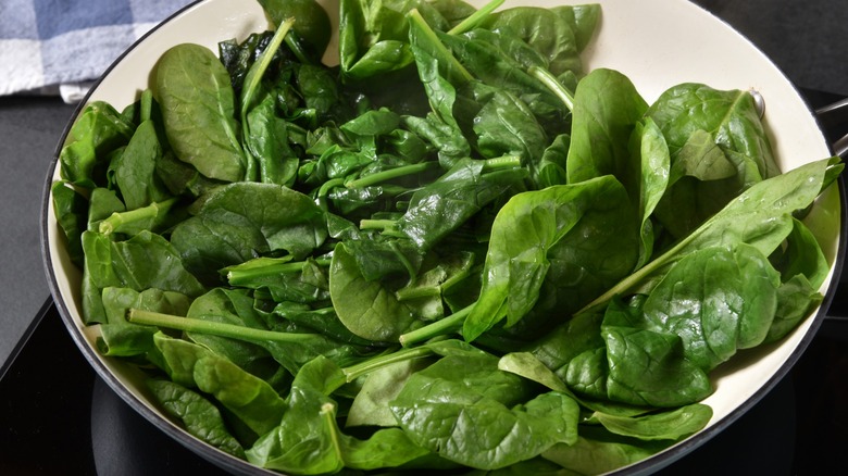 Wilted spinach in a bowl