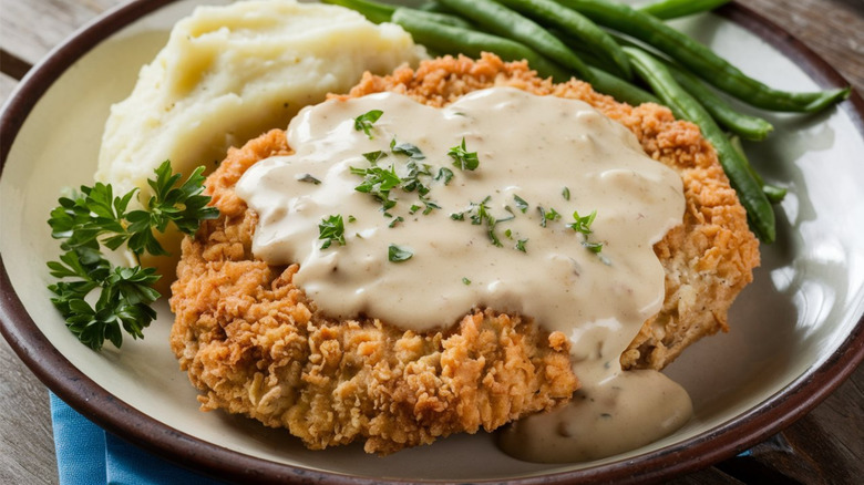 Fried chicken with gravy