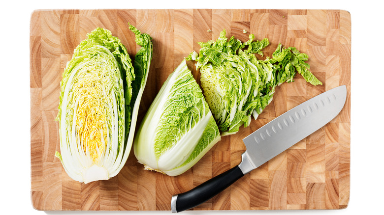 Napa cabbage cut in half