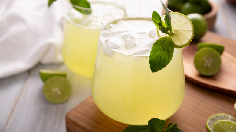 Glass of lemonade with mint