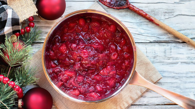 cranberry compote in pan