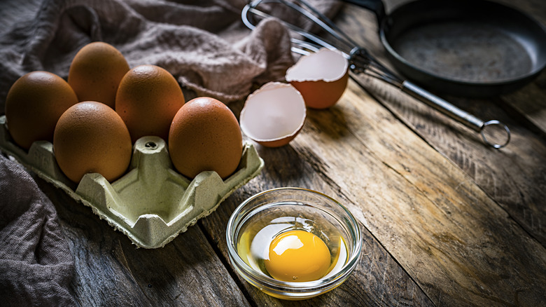 Eggs set out for baking