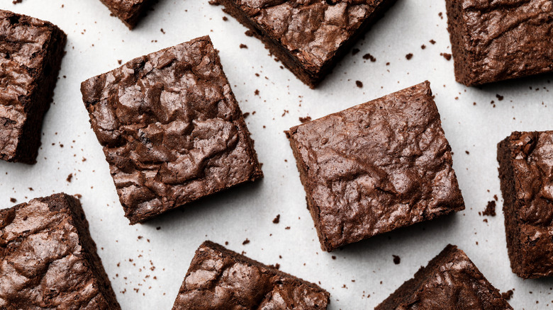 Brownies against a white background