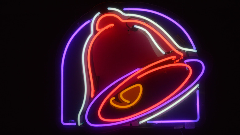 Close up of neon Taco Bell sign