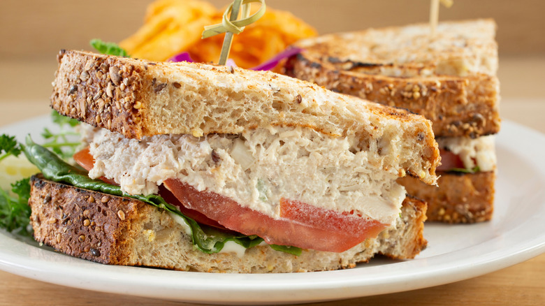 Tuna salad sandwich close up