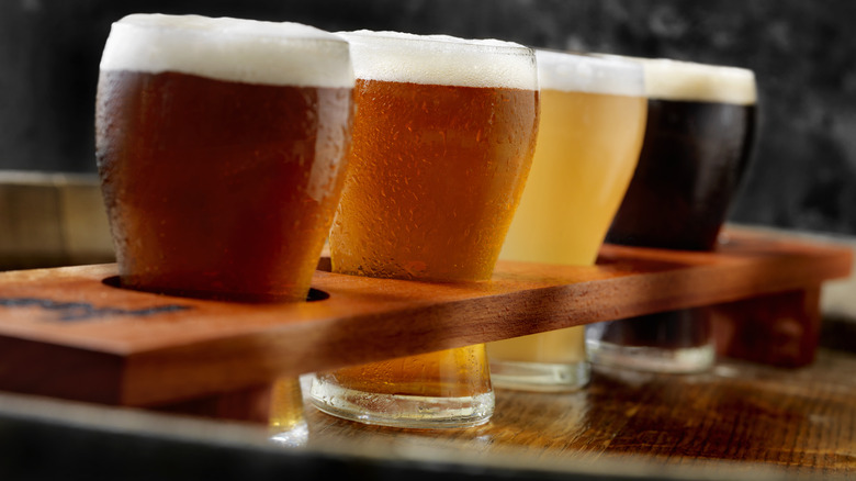 Craft beer sampler with different colors