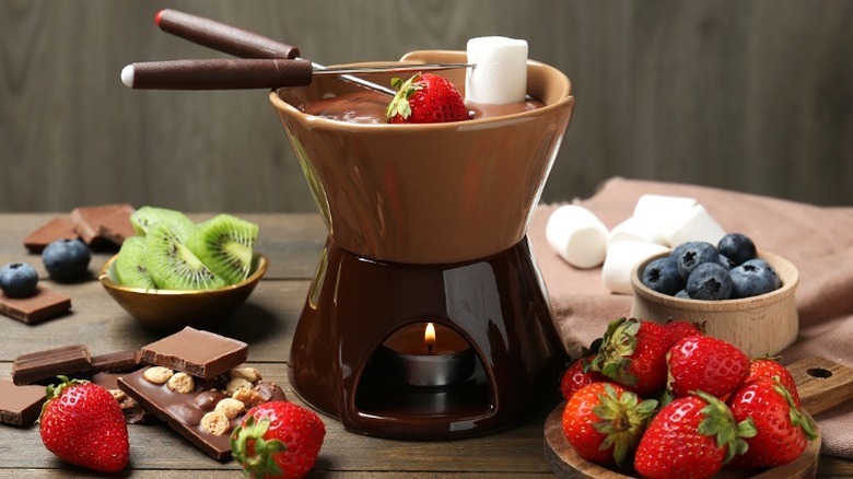 Ceramic wax melter used as fondue pot