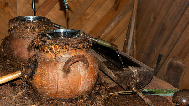 An traditional system used to make mezcal in Mexico