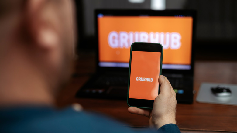 GrubHub food ordering and delivery app on the smartphone screen