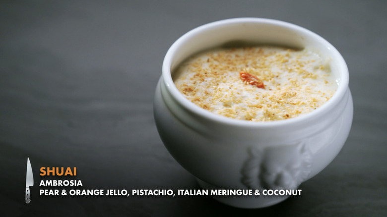 Screenshot of Shuai Wang's Ambrosia Salad on "Top Chef"