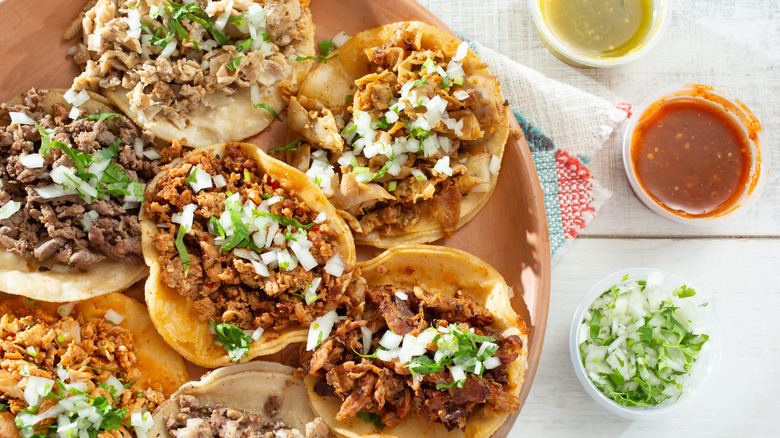a variety of street tacos