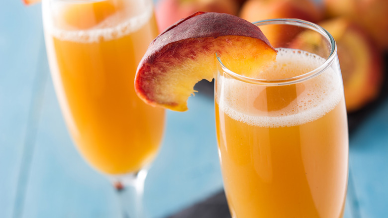 Close up of a peach bellini