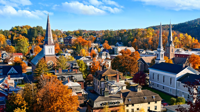 An aerial view of Montpelier, Vermont