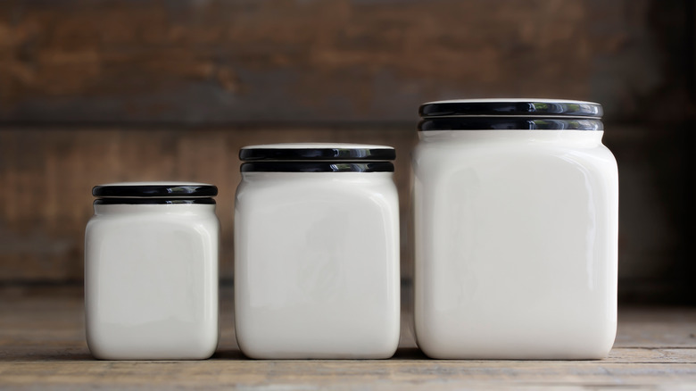 three sizes of baking cannisters