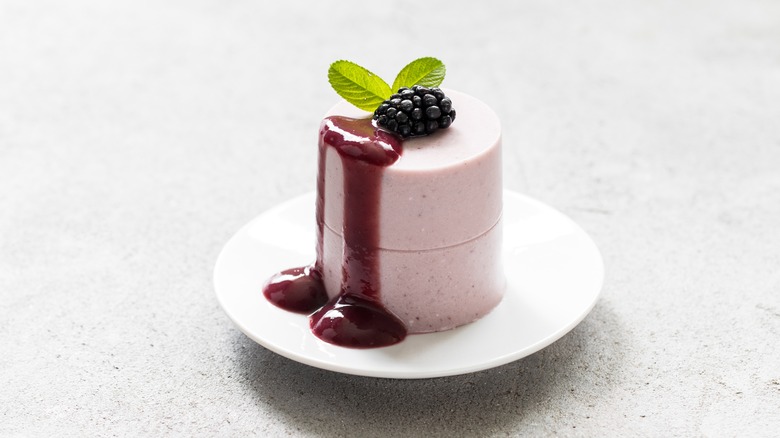 blackberry dessert with garnish