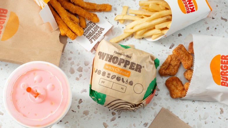 Top-down view of a Burger King meal