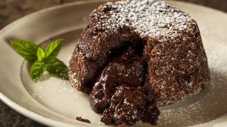 Chocolate lava cake sliced open