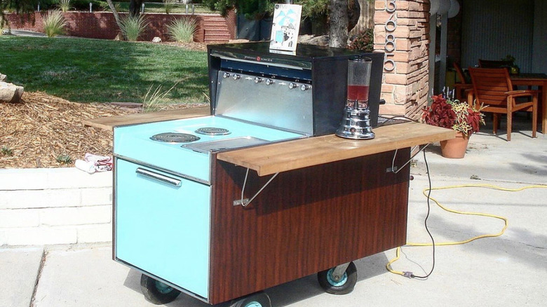 a partio cart in a garden