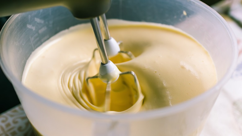 Batter mixed with kitchen mixer