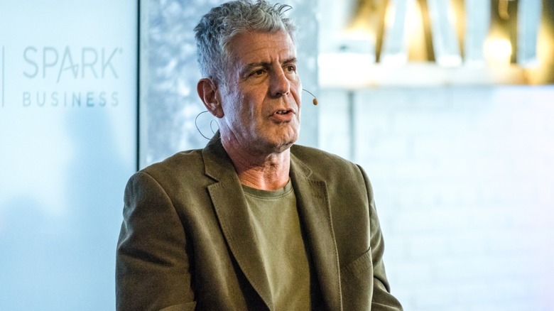 Anthony Bourdain speaking at an event