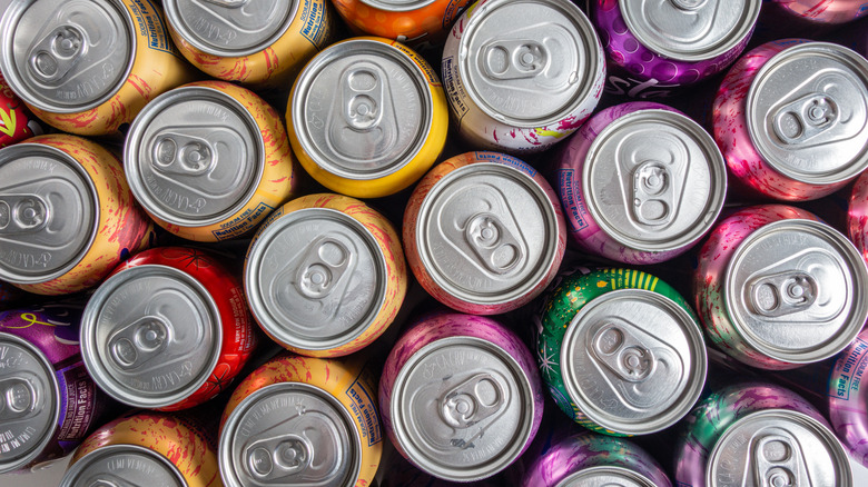 Top view of soda cans