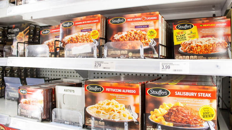 Stouffer's frozen dinners on grocery store shelves