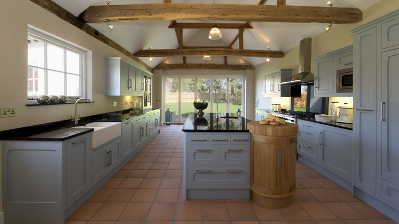 Rustic blue farmhouse kitchen