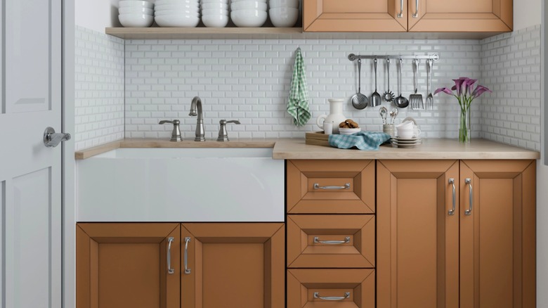 A small, cramped kitchen