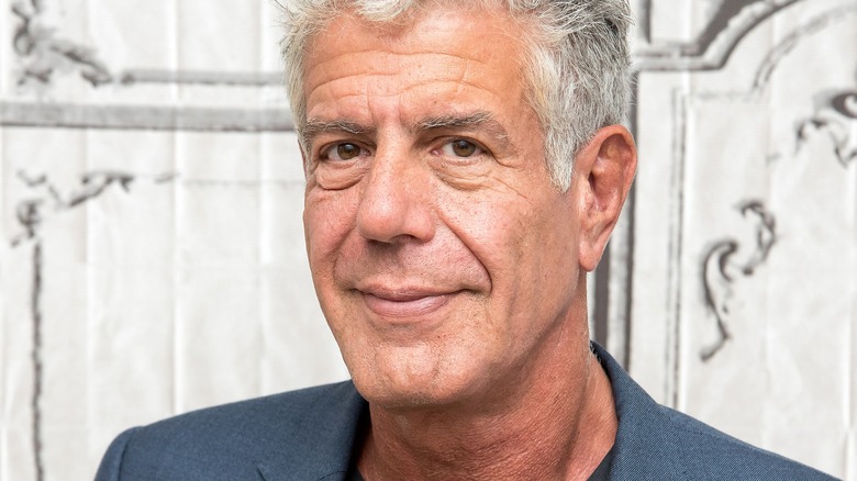 Anthony Bourdain with slight smile