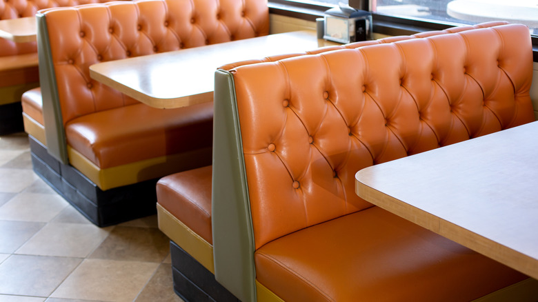 Plain booth seats with a diner vibe