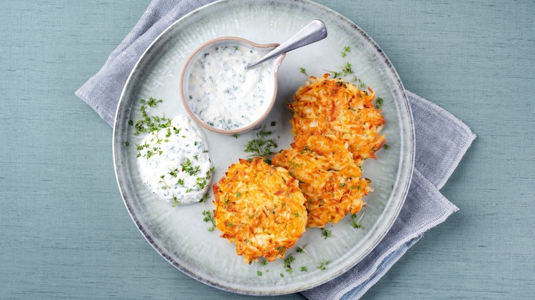 A plate of fried parsnip cakes