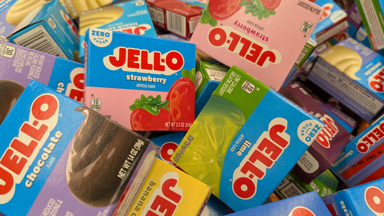 Various boxes of jell-o.
