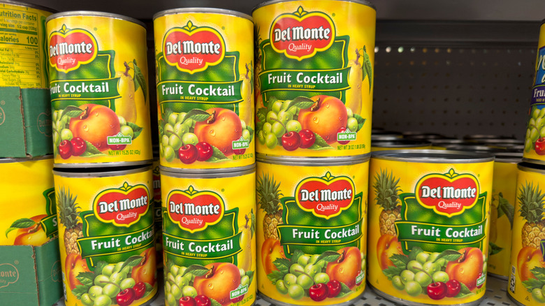 Canned fruit cocktail.