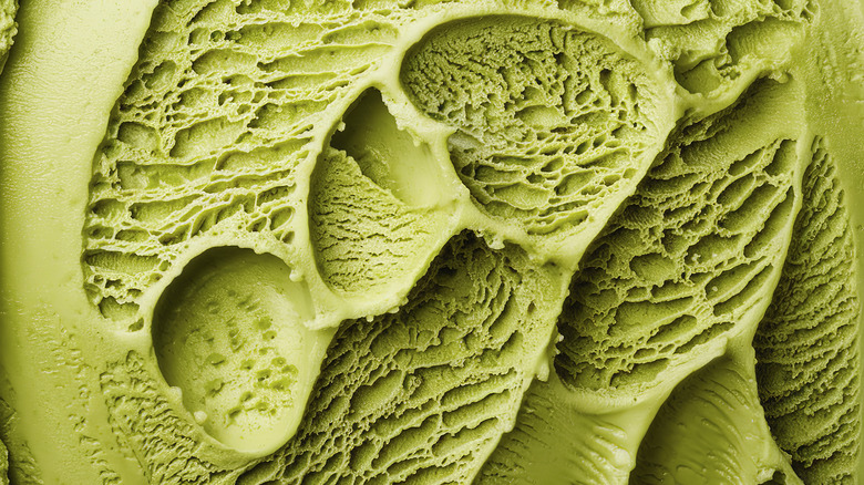 close-up of green colored gelato