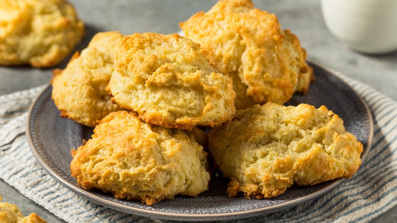 homemade buttermilk biscuits on plate