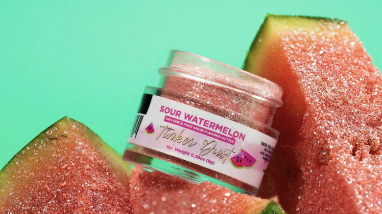 Sour Watermelon Tinker Dust and dusted watermelon slices