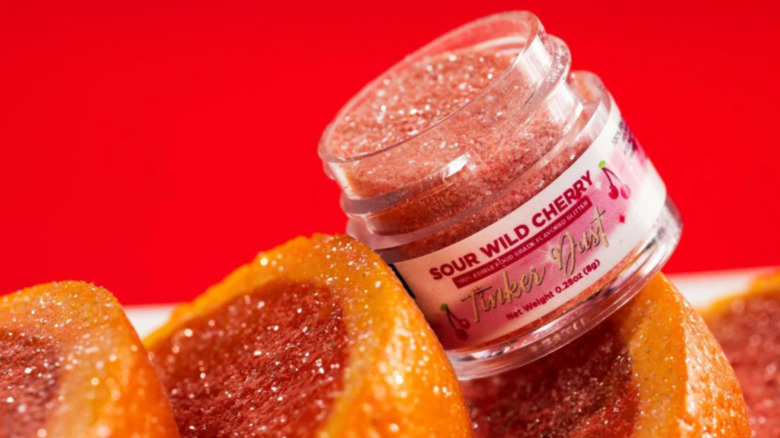 Sour Wild Cherry Tinker Dusts on cocktail garnishes