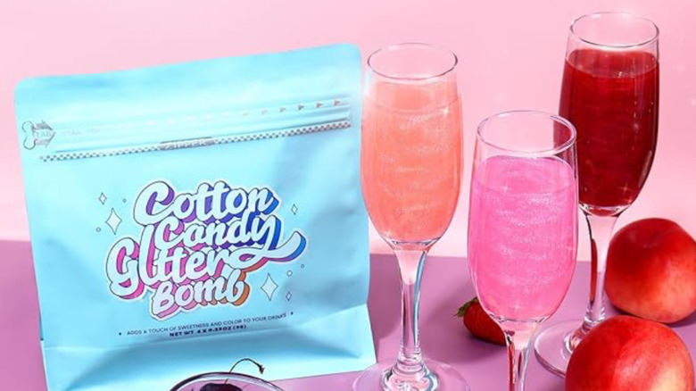 Cocktails made with Cotton Candy Glitter Bombs