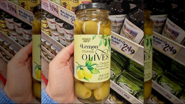 Jar of Trader Joe's Lemon Stuffed Olives