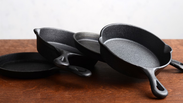 Pile of cast iron pans