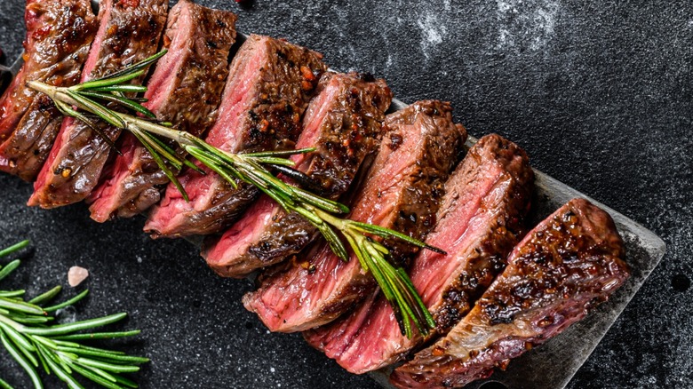 Steak on a butchers cleaver