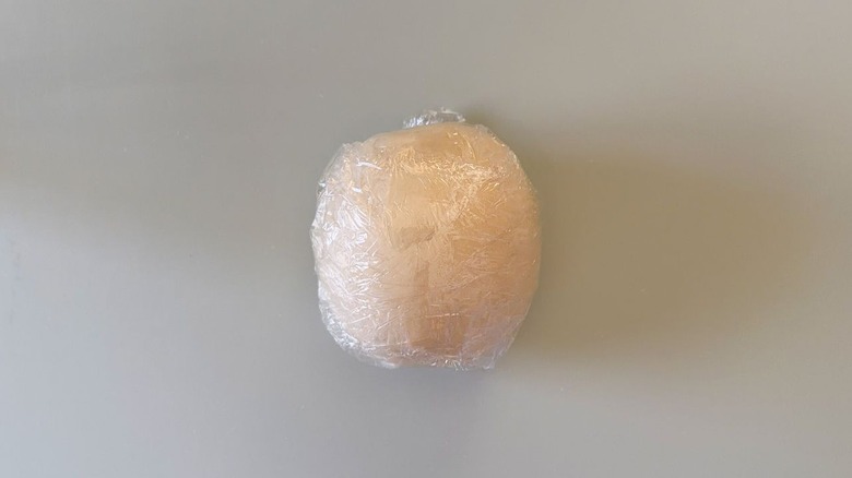 Scallion pancake dough wrapped in plastic