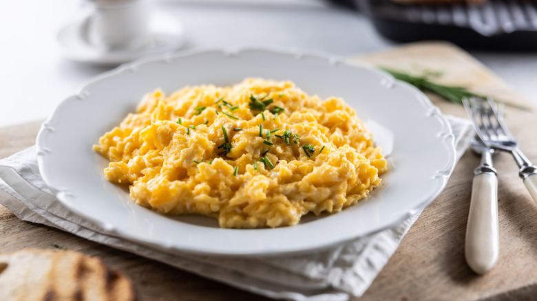 A lovely bowl of creamy scrambled eggs