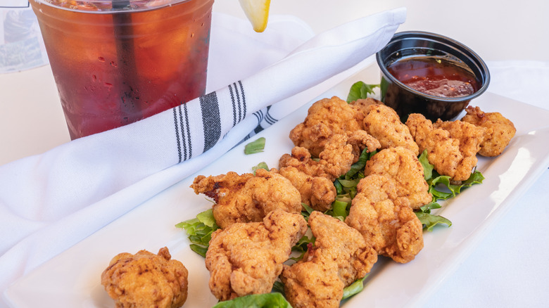 Alligator bites on white plate