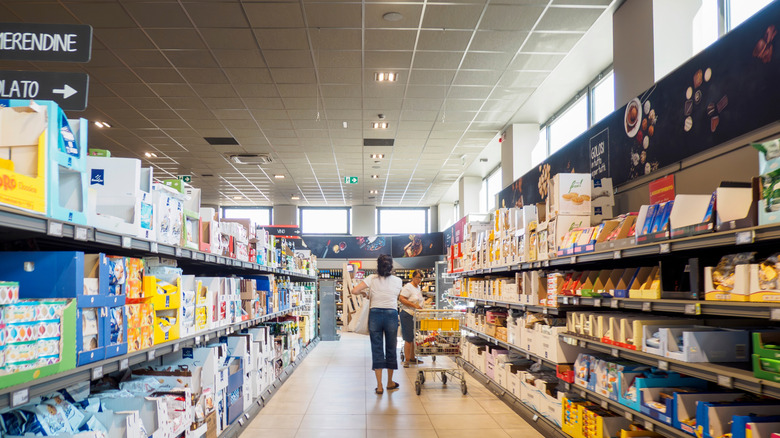 People shopping inside Aldi